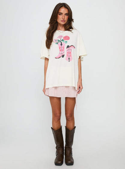 Lassie Girl Oversized Graphic Top Cream