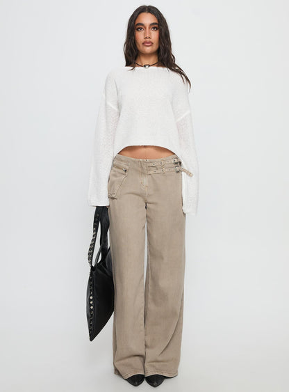 Riala Off Shoulder Knit Sweater White