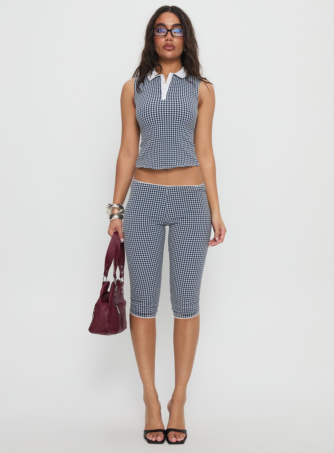 Tuka Capri Navy Gingham