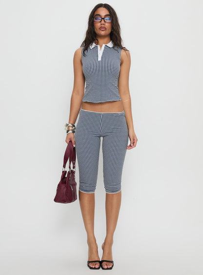 Tuka Capri Navy Gingham