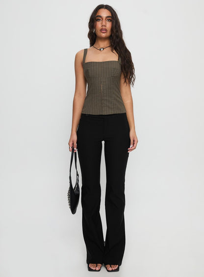 Nylen Tailored Suiting Top Brown Pinstripe