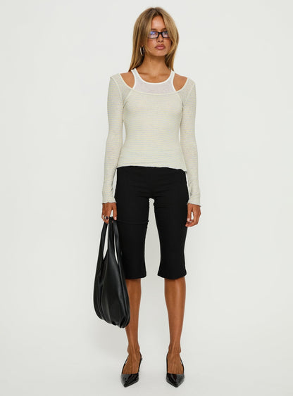 Ceyla Layered Long Sleeve Top White / Stripe