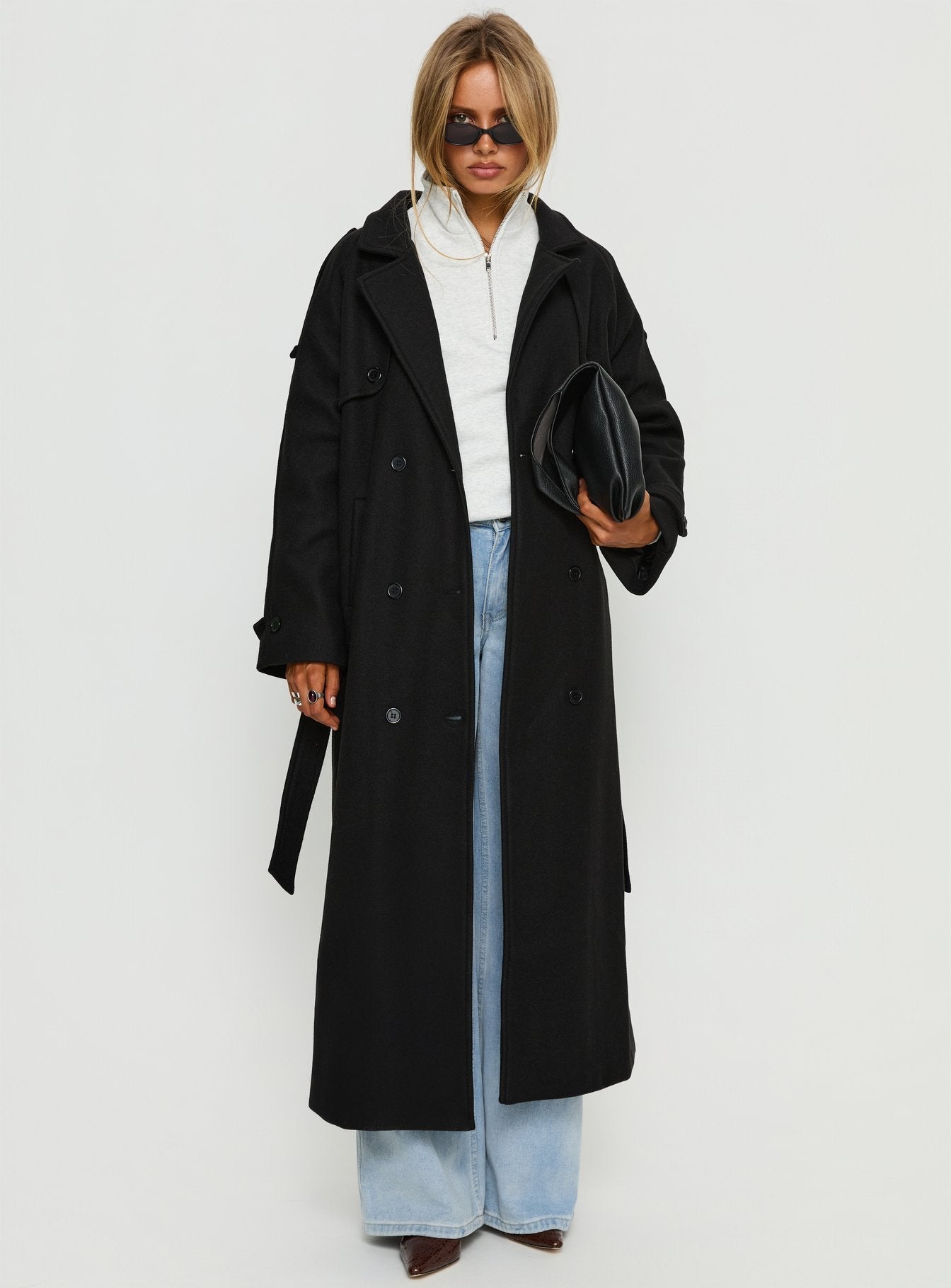Rylanne Longline Trench Coat Black
