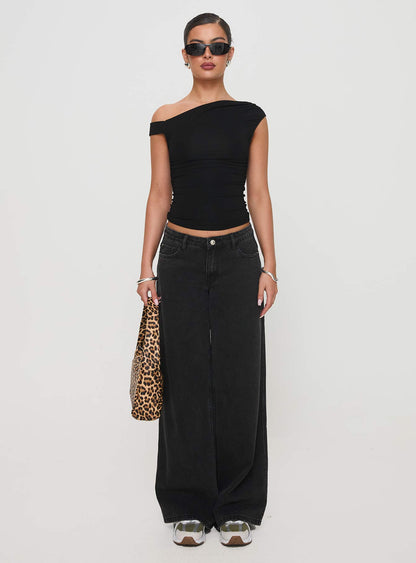 Ramos Low Rise Straight Leg Jeans Washed Black Petite