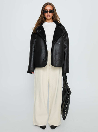 Nunez Faux Leather Jacket Black