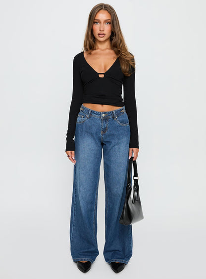 Sold On You Long Sleeve Top Black