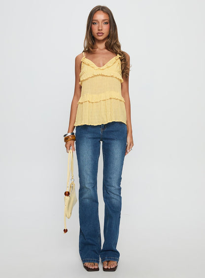 Jorjia Ruffle Cami Top Yellow