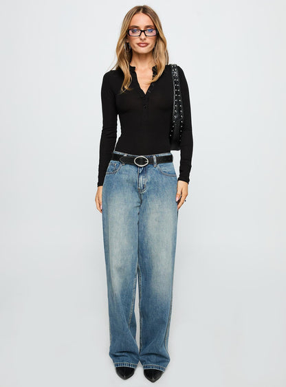 Kandis Long Sleeve Bodysuit Black