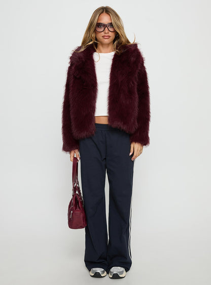 Liannah Faux Fur Jacket Red