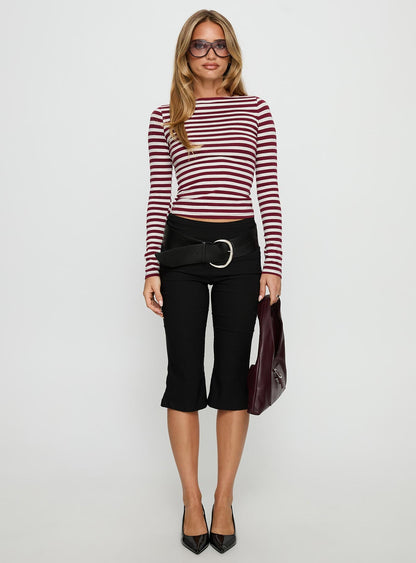 Derrica Long Sleeve Top Red / Grey Stripe