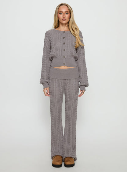 Baleigh Cable Knit Foldover Pants Grey