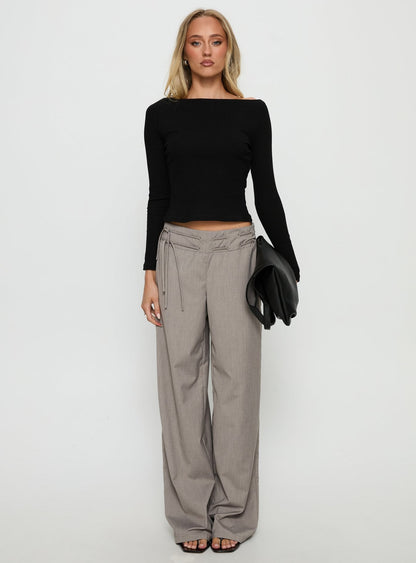 Tashana Long Sleeve Boat Neck Top Black