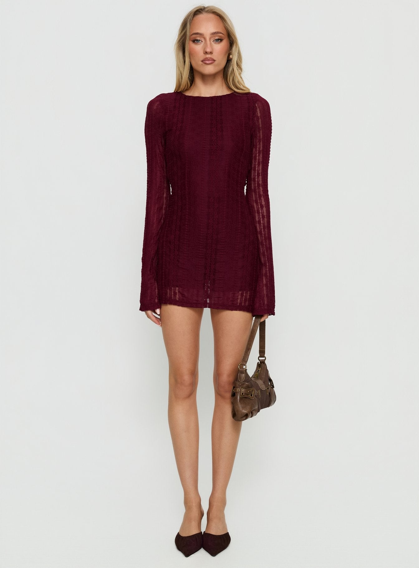Delandra Long Sleeve Textured Playsuit Red