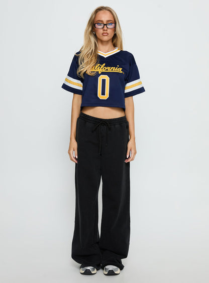 UC Berkeley Cropped Football Jersey Tee Blue