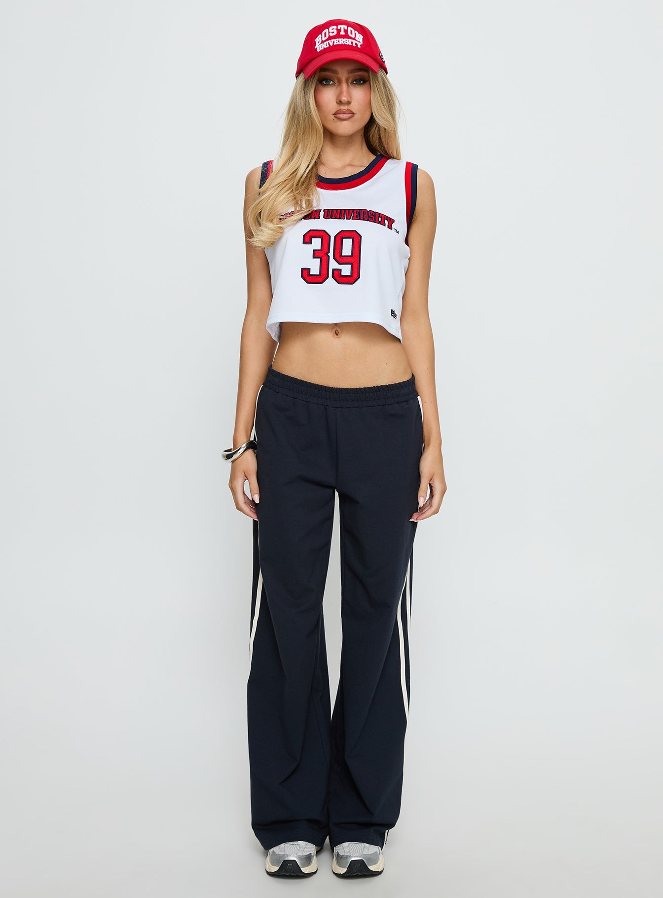 BU Cropped Basketball Jersey Tank White