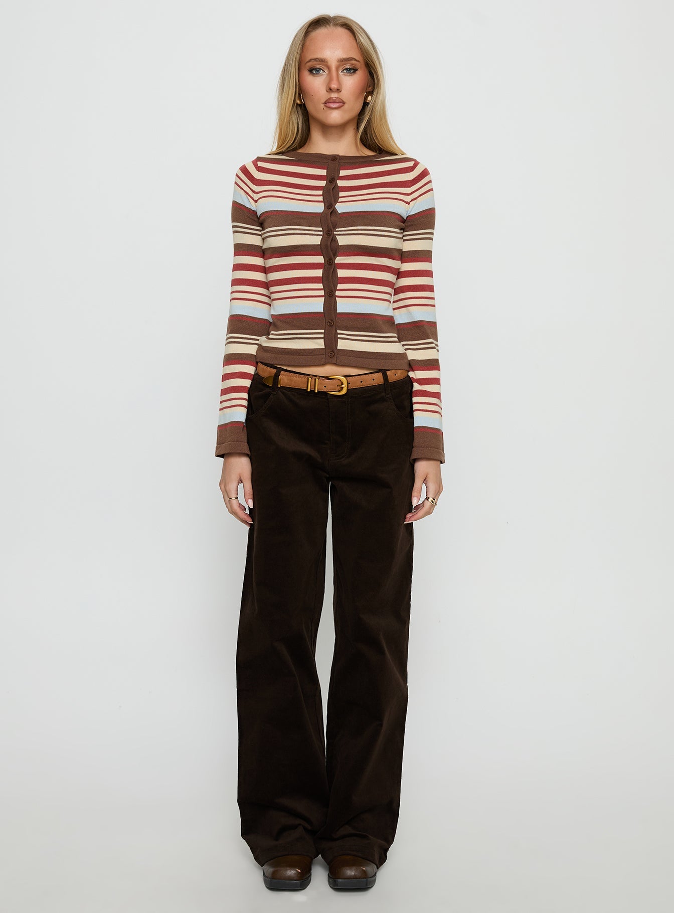 Kenza Wide Leg Corduroy Pant Brown