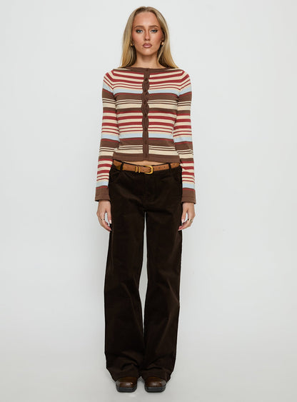 Kenza Wide Leg Corduroy Pant Brown