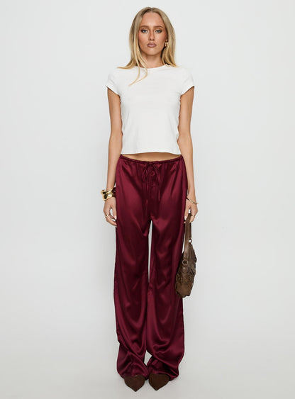 Soulstar Satin Pants Wine