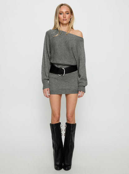 Bellamie Long Sleeve Mini Dress Grey