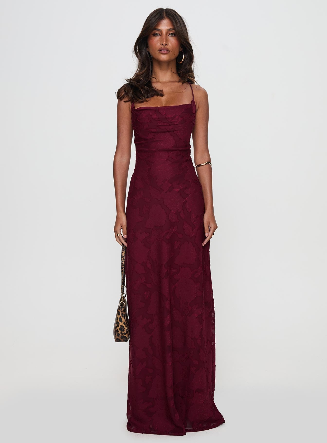 Celena Maxi Dress Burgundy Burnout Petite