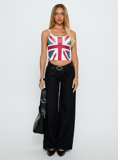 Ramos Low Rise Wide Leg Jeans Raw Indigo Blue