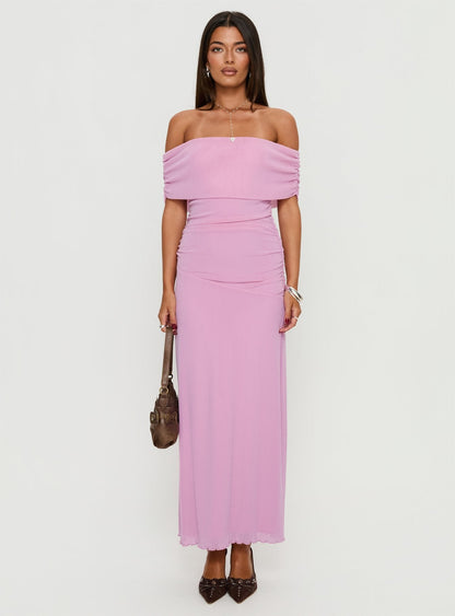 Penelopa Off Shoulder Maxi Dress Pink