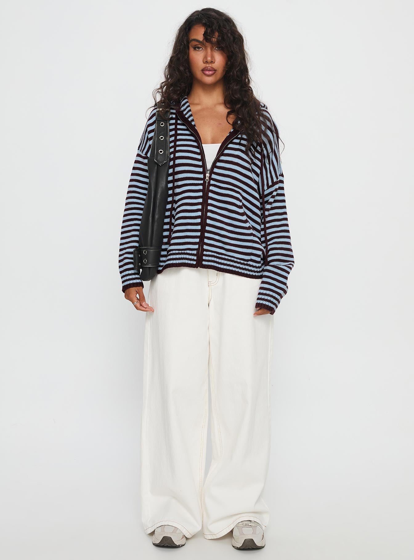 Brienna Zip Jacket Burgundy / Blue Stripe