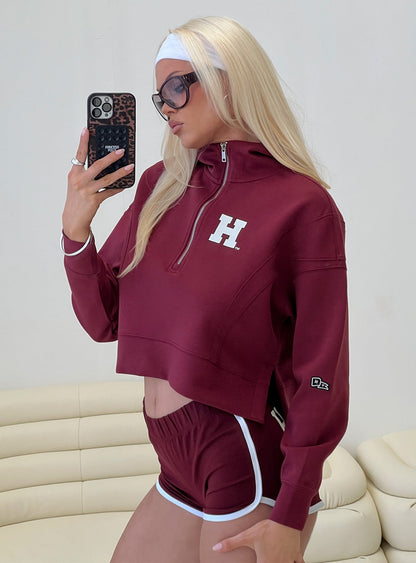 Harvard Buttersport Half-zip Hoodie Crimson