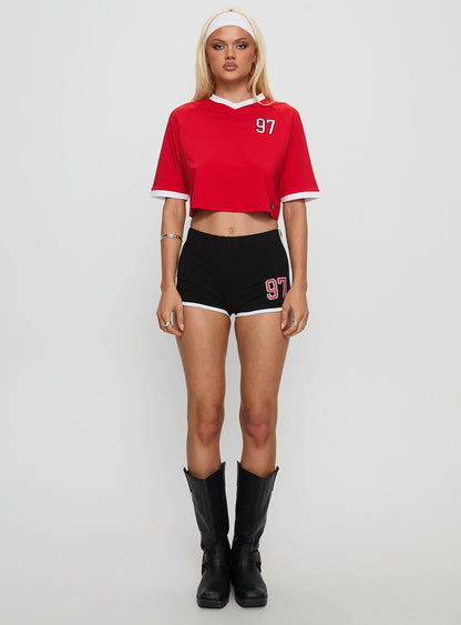 SDSU Cropped Soccer Jersey Tee Red