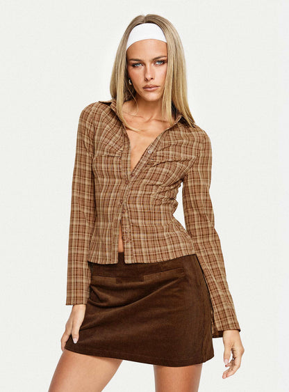 Araceli Corduroy Mini Skirt Brown