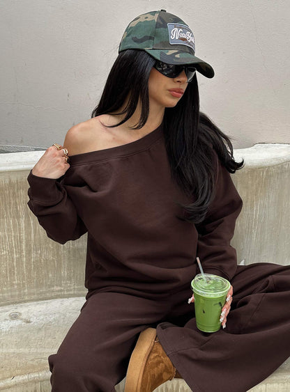 Wellness Off The Shoulder Jumper Brown