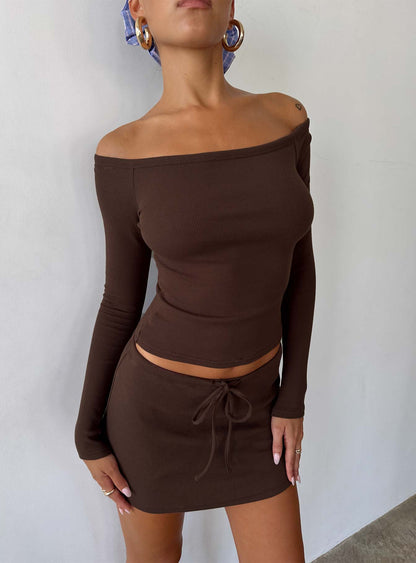 Baseline Rib Skort Brown