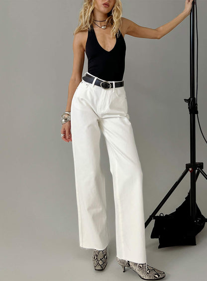 Henesey High Rise Straight Leg Jeans White Wash