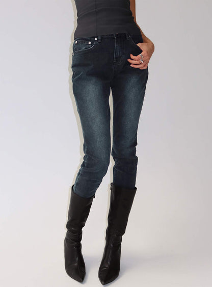Illyssa Mid Rise Skinny Jeans Washed Charcoal