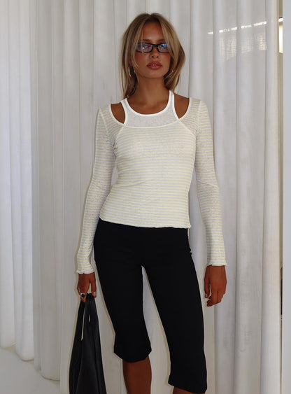 Ceyla Layered Long Sleeve Top White / Stripe