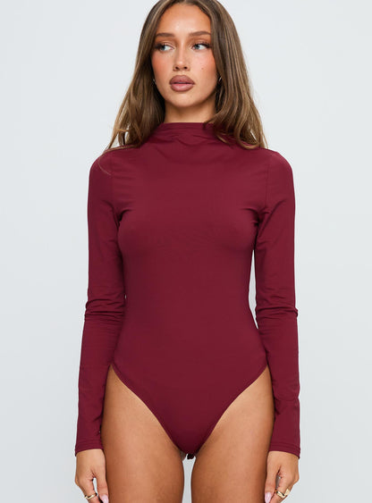 Augustness Long Sleeve Bodysuit Burgundy