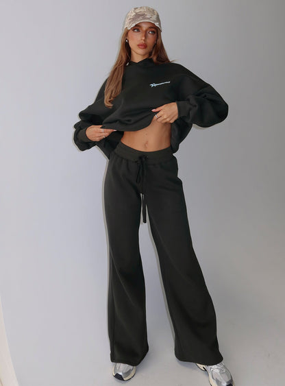 Princess Polly Stargirl Wide Leg Sweat Pants Charcoal