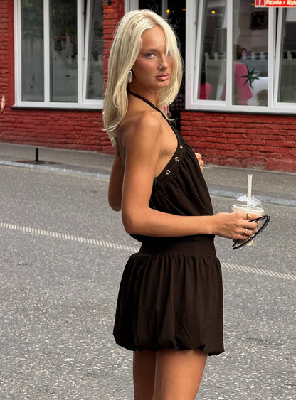 Sunnee Eyelet Detail Playsuit Brown