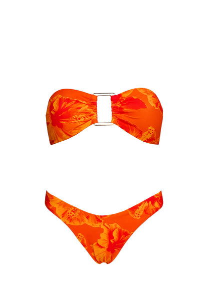 Calbira Cheeky Bikini Bottoms Orange Hibiscus