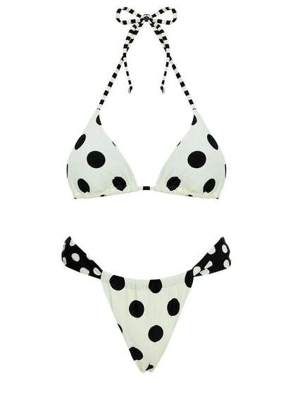Jenner Triangle Bikini Top Cream / Polka Dot