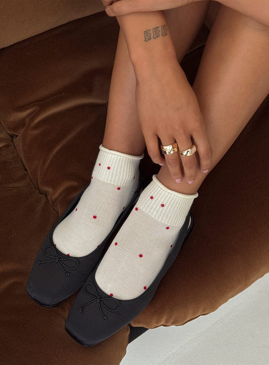 Vesira Frill Socks Cream Polka
